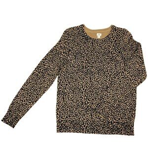 LOFT leopard print crew neck sweater, Women's XL, 100% Cotton